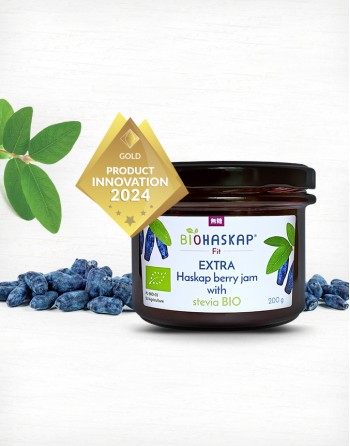 Extra Confettura 99% di frutti di bosco Haskap (mirtillo siberiano) con stevia BIO, BIOHASKAP ® Fit, 200g